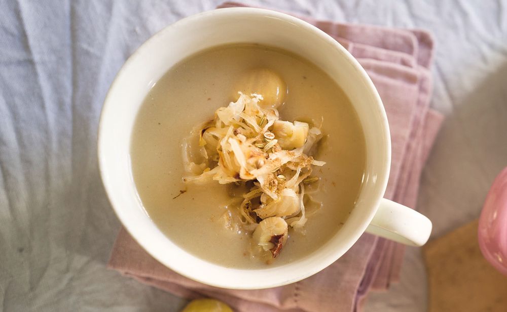 Erdapfel Maroni Suppe Mit Sauerkraut Rezept Gusto At