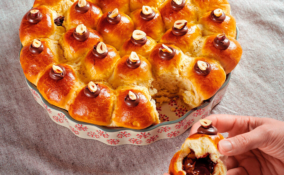 Mini-Buchteln mit Schokocreme