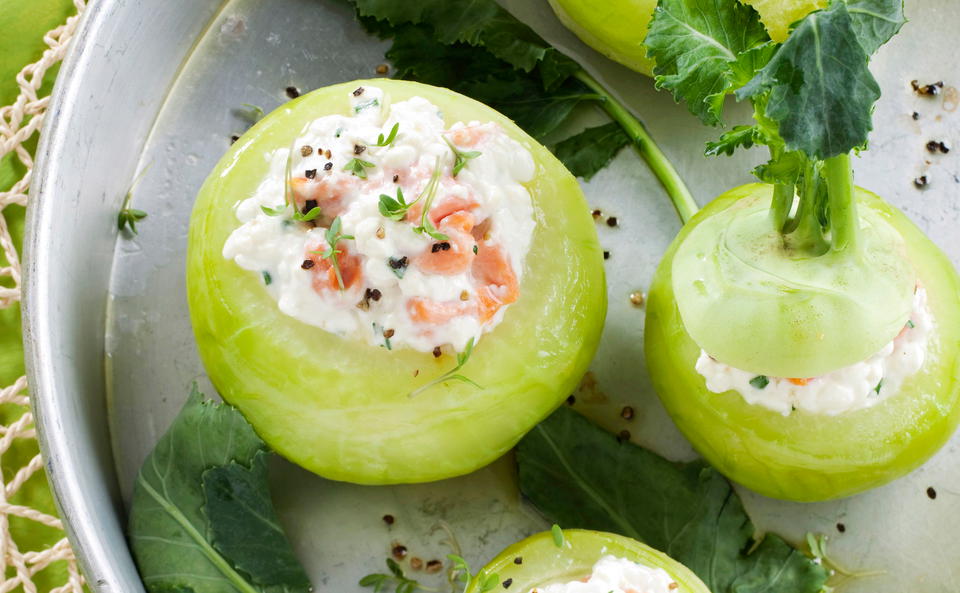 Kohlrabi mit Cottage-Cheese-Lachsfülle